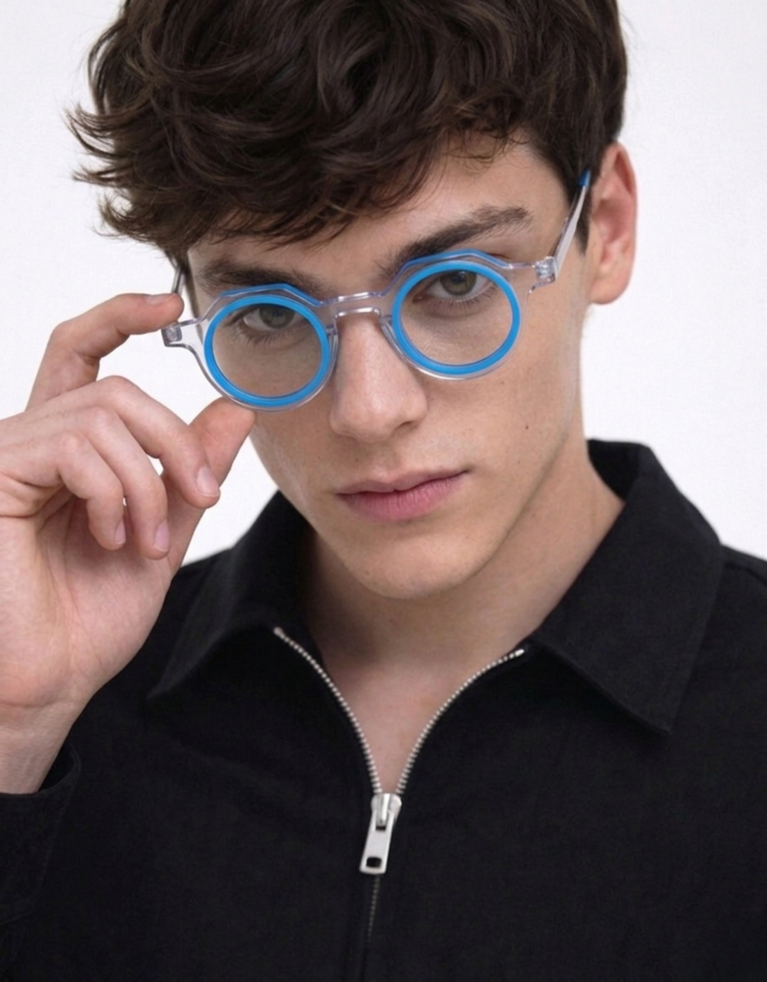 Gafas graduadas greyhounders harley c1 azul irregular unisex talla 39mm - Vista de detalle